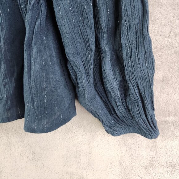 Womens Knox Rose Blue Peplum Top Blouse Long Sleeve V Neck gathered waist XL - Picture 5 of 13